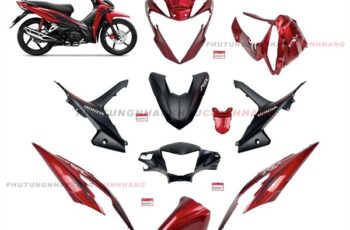 Bộ dàn áo Wave RSX 110 2020 màu Đỏ Đen Vành Đúc (9 món), Bộ áo nhựa màu Wave Rsx 110 Bánh mâm Phanh đĩa 2021 2022 2023