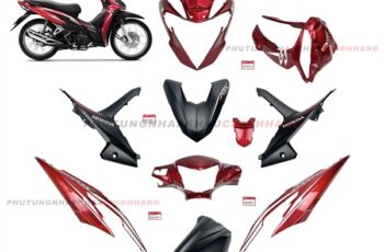 Bộ dàn áo Wave RSX 110 2020 màu Đỏ Đen Phanh Đĩa Vành Nan Hoa (9 món), Bộ áo nhựa màu Wave Rsx 110 Thắng đĩa 2021 2022 2023