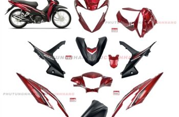 Bộ dàn áo Wave RSX 110 2021 2022 màu Đỏ Đen Vành Nan Hoa Phanh Cơ (9 món), Bộ áo nhựa màu Wave Rsx 110 Thắng đùm 2020 2023