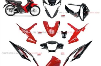 Bộ dàn áo Wave RSX 110 2023 màu Đỏ Tươi Đen Vành Nan Hoa bản Tiêu Chuẩn (9 món), Bộ áo nhựa màu Wave Rsx 110 Phanh Cơ 2020 2021 2022