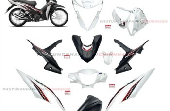 Bộ dàn áo Wave RSX 110 2021 2022 màu Trắng Đen Vành Nan Hoa Phanh Cơ (9 món), Bộ áo nhựa màu Wave Rsx 110 Thắng đùm 2020 2023