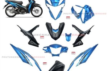 Bộ dàn áo Wave RSX 110 2021 2022 màu Xanh Dương Đen Phanh Đĩa Vành Nan Hoa (9 món), Bộ áo nhựa màu Wave Rsx 110 Thắng đĩa 2020 2023