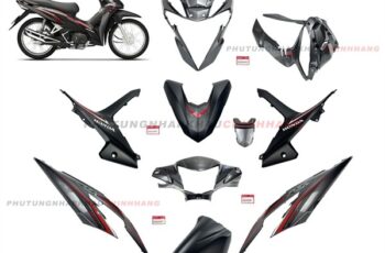 Bộ dàn áo Wave RSX 110 2021 2022 màu Xám Đen Vành Nan Hoa Phanh Cơ (9 món), Bộ áo nhựa màu Wave Rsx 110 Thắng đùm 2020 2023