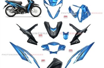 Bộ dàn áo Wave RSX 110 2021 2022 màu Xanh Dương Đen Vành Nan Hoa Phanh Cơ (9 món), Bộ áo nhựa màu Wave Rsx 110 Thắng đùm 2020 2023