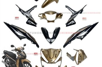 Bộ dàn áo Wave RSX 110 2015 màu Vàng Đồng Đen Phanh đĩa Vành nan hoa Vành đúc (11 món), Bộ nhựa màu Wave Rsx 110 2016 2017 2018 2019