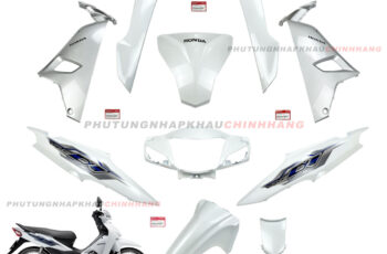 Bộ dàn áo (10 món) Wave A 110 2023 màu Trắng bản Tiêu Chuẩn, Dàn nhựa màu Wave Alpha 110 2017 2018 2019 2020 2021 2022 2024 2025