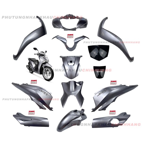 Bộ dàn áo SH 125i 2017 màu bạc (13 món), Dàn vỏ nhựa màu Sh 125i K77 2018 2019